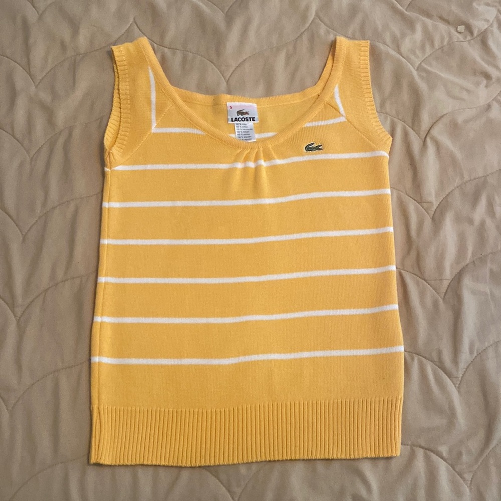 Yellow Striped Lacoste Tank Top
